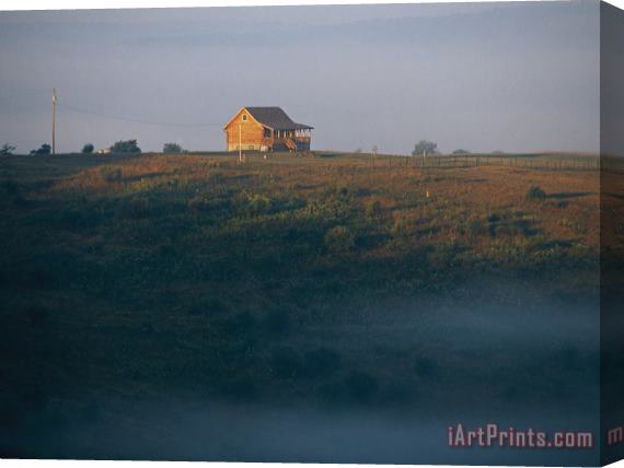 Raymond Gehman Farmhouse And Morning Fog Stretched Canvas Print / Canvas Art