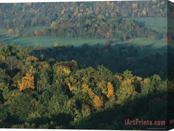 Raymond Gehman Farmlands And Forest Near Luray As Seen From Skyline Drive Stretched Canvas Painting / Canvas Art