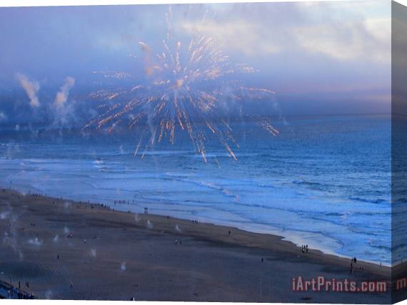 Raymond Gehman Fireworks Over Ocean Beach in San Francisco Stretched Canvas Print / Canvas Art