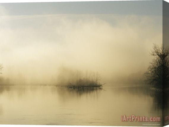 Raymond Gehman Fog Surrounds a Small Island in The James River at Dawn Stretched Canvas Painting / Canvas Art
