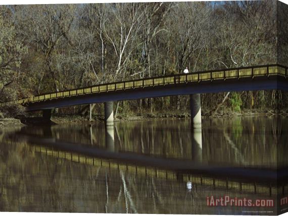 Raymond Gehman Footbridge Over Potomac Channel Between Rosslyn And Roosevelt Island Stretched Canvas Print / Canvas Art