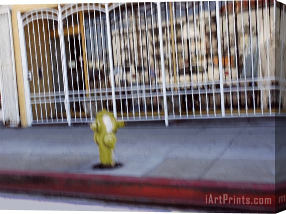 Raymond Gehman Gate Across a Storefront And Fire Hydrant on The Sidewalk Stretched Canvas Print / Canvas Art