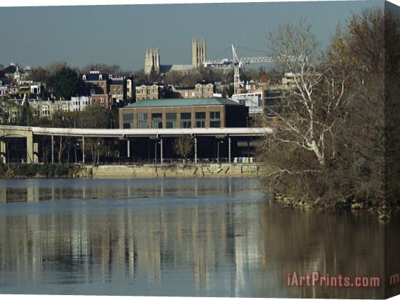 Raymond Gehman Georgetown And National Cathedral Seen From Across The Potomac River Stretched Canvas Print / Canvas Art