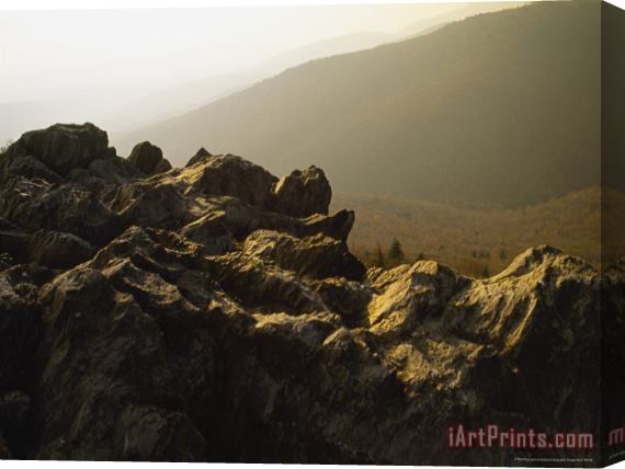 Raymond Gehman Granite Outcrop of Big Pinnacle with Whitetop Mountain Beyond Stretched Canvas Painting / Canvas Art