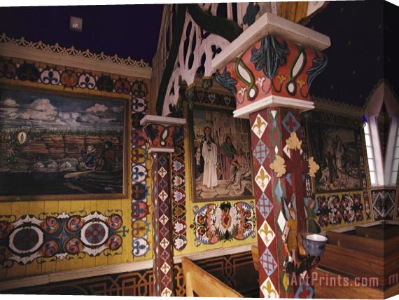 Raymond Gehman Hand Painted Murals on The Church Walls of Our Lady of Good Hope Stretched Canvas Print / Canvas Art