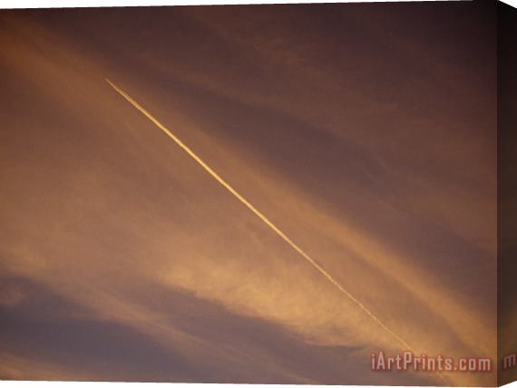 Raymond Gehman Jet Vapor Trails in The Sky at Twilight Stretched Canvas Painting / Canvas Art