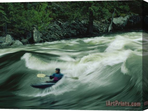 Raymond Gehman Kayaking on The Lochsa River in The Clearwater National Forest Idaho Stretched Canvas Painting / Canvas Art