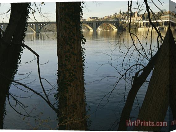 Raymond Gehman Key Bridge Over The Potomac River Viewed From Roosevelt Island Stretched Canvas Painting / Canvas Art