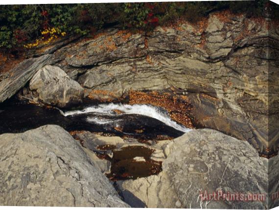 Raymond Gehman Linville Falls Wending It's Way Through a Rocky Course Stretched Canvas Print / Canvas Art