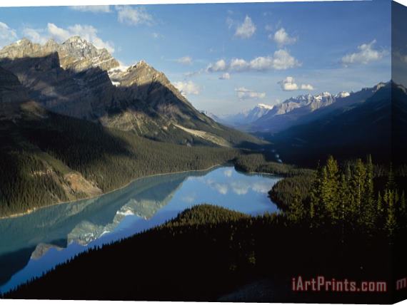 Raymond Gehman Mountain Peaks Reflect in Peyton Lake Banff National Park Alberta Canada Stretched Canvas Print / Canvas Art