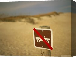 East Hamptonlong Island Sand Dunes Canvas Prints - No Vehicles Allowed Sign on a Sand Dune at Cape Lookout by Raymond Gehman