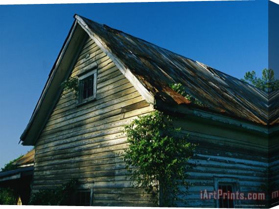 Raymond Gehman Old 1940's Homestead with Honeysuckle Vines Taking Over Stretched Canvas Print / Canvas Art