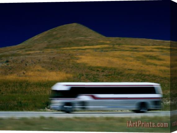 Raymond Gehman Panned View of a Bus on Interstate 15 Stretched Canvas Print / Canvas Art