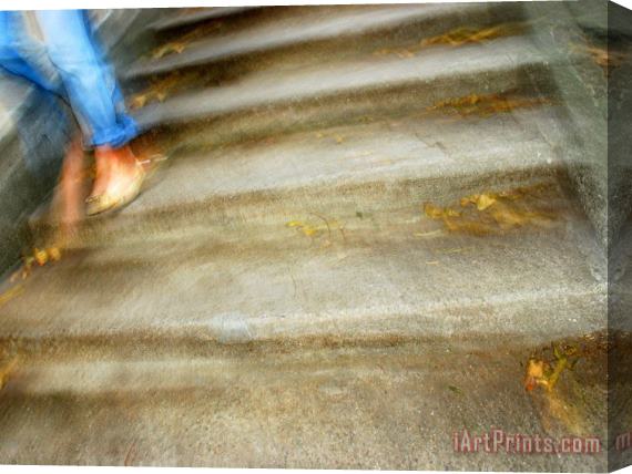 Raymond Gehman Person Walking Down Staircase in San Francisco Stretched Canvas Print / Canvas Art