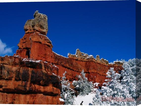 Raymond Gehman Red Rock Formations in a Winter Landscape Stretched Canvas Painting / Canvas Art