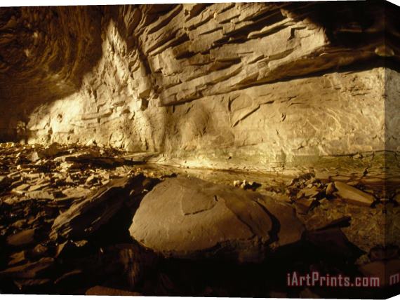 Raymond Gehman Rock Bathed in Sunlight in a Cave Stretched Canvas Painting / Canvas Art