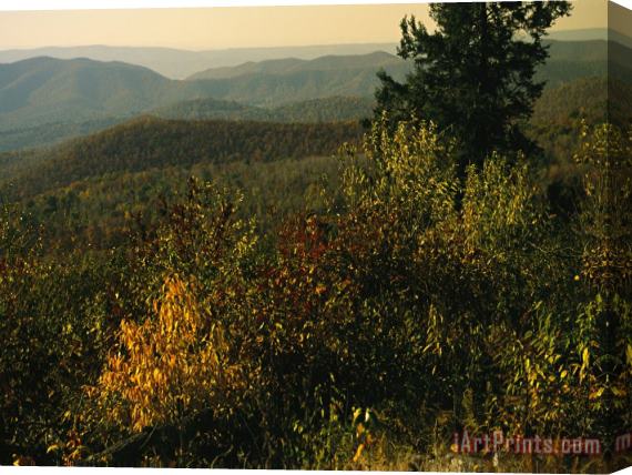 Raymond Gehman Scenic Overlook at Tanners Ridge with Blue Ridge Mountains Beyond Stretched Canvas Print / Canvas Art