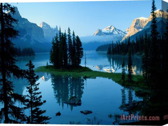 Raymond Gehman Scenic View of Maligne Lake in Jasper National Park in Canada Stretched Canvas Painting / Canvas Art