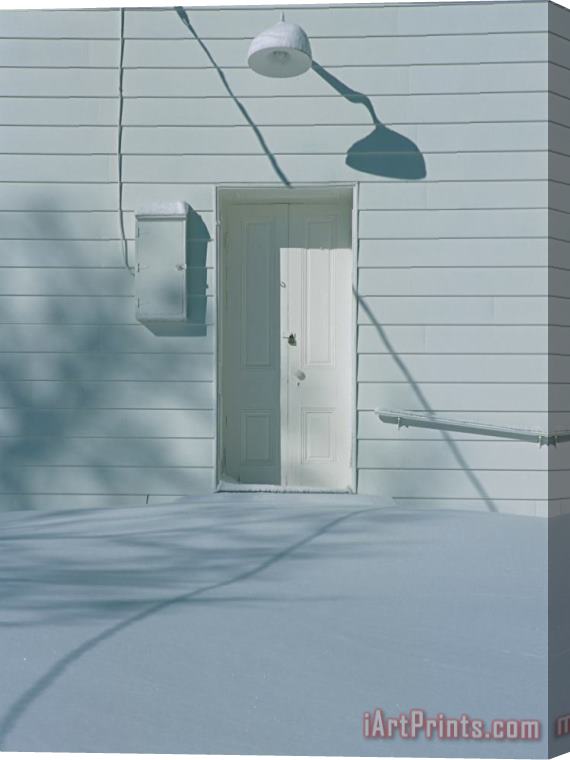 Raymond Gehman Snow Blends in with The Doorway of a White Building Stretched Canvas Painting / Canvas Art