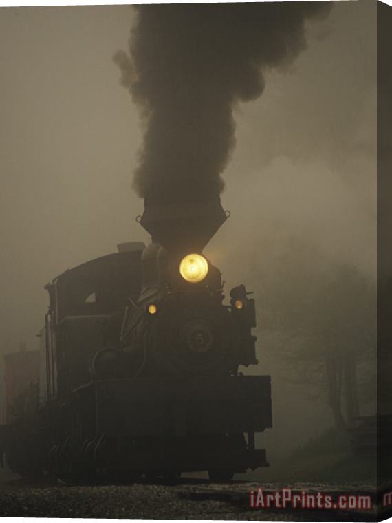 Raymond Gehman Steam Locomotive Belching Smoke on a Foggy Morning Stretched Canvas Painting / Canvas Art
