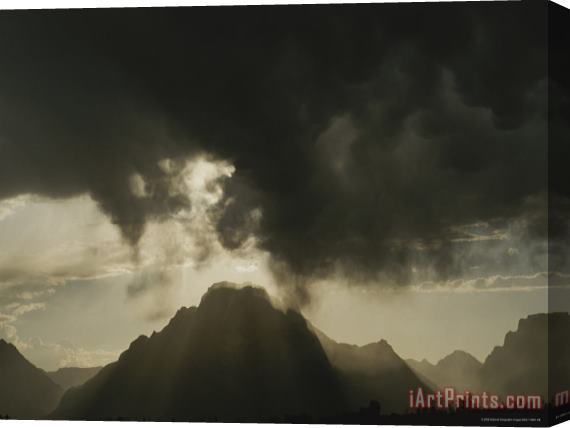 Raymond Gehman Storm Clouds Over Mt Moran Grand Teton National Park Wyoming Stretched Canvas Painting / Canvas Art