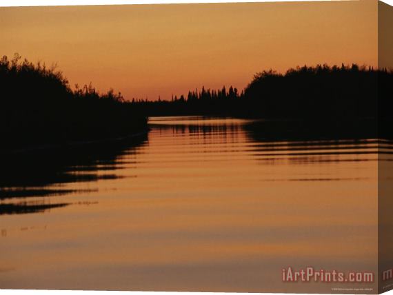 Raymond Gehman Sunset Colors The Mackenzie River Orange Stretched Canvas Painting / Canvas Art