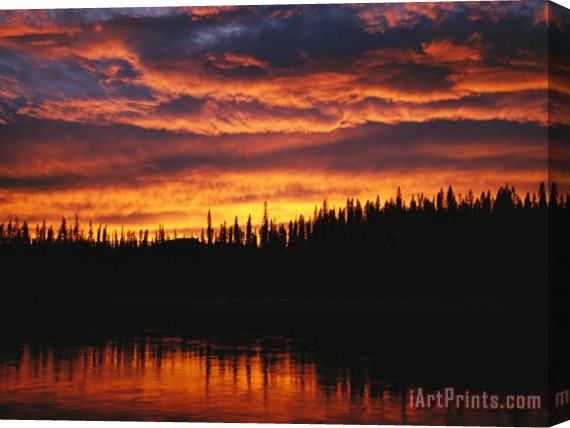 Raymond Gehman Sunset Is Reflected in The Mackenzie River Stretched Canvas Painting / Canvas Art
