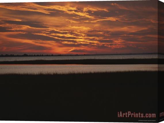 Raymond Gehman Sunset Over a Salt Marsh with Cordgrass Stretched Canvas Print / Canvas Art