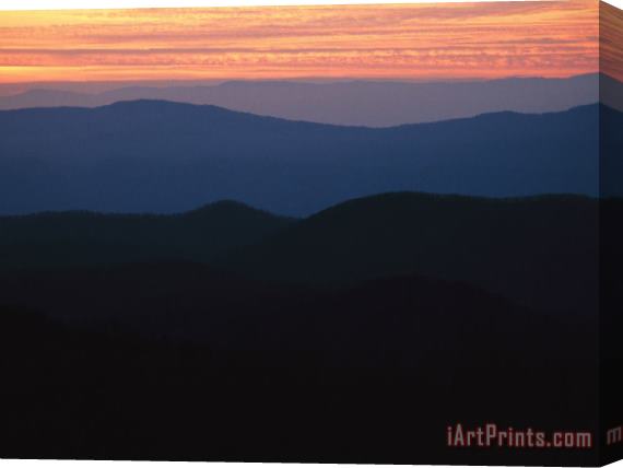 Raymond Gehman Sunset Over The Blue Ridge Mountains As Seen From Big Meadow Stretched Canvas Print / Canvas Art