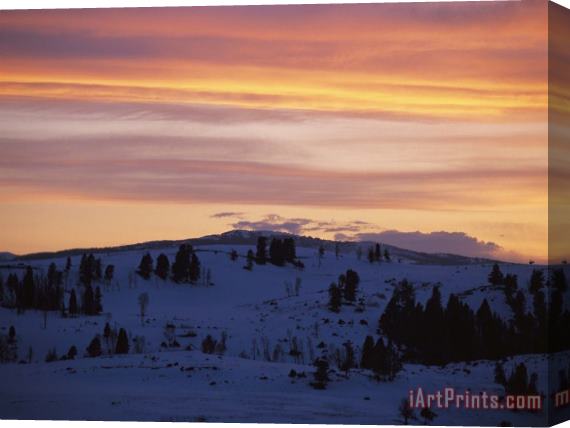 Raymond Gehman Sunset Sky Over Snowy Hills Cast in Shadow Stretched Canvas Painting / Canvas Art