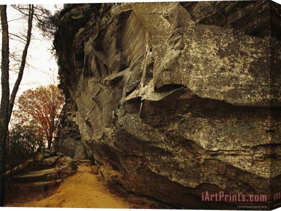 Raymond Gehman The Trail at The Foot of Raven Rock 150 Foot Tall Quartzite Rock Stretched Canvas Painting / Canvas Art