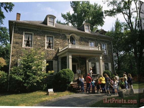 Raymond Gehman Tourists Gather for a Tour of The Fort Hunter Mansion a 19th Century Estate on The Susquehanna Stretched Canvas Print / Canvas Art