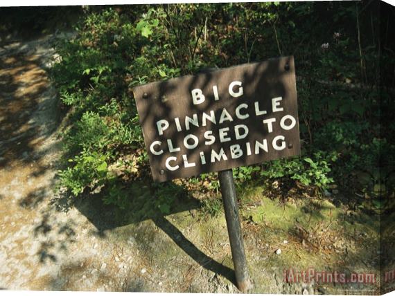 Raymond Gehman Trail Closing Sign Along The Jomeokee Trail Stretched Canvas Print / Canvas Art