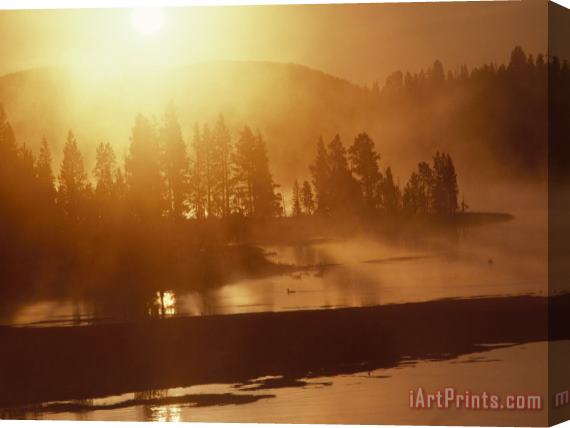 Raymond Gehman Twilight View of The Yellowstone River Yellowstone Wyoming Stretched Canvas Print / Canvas Art