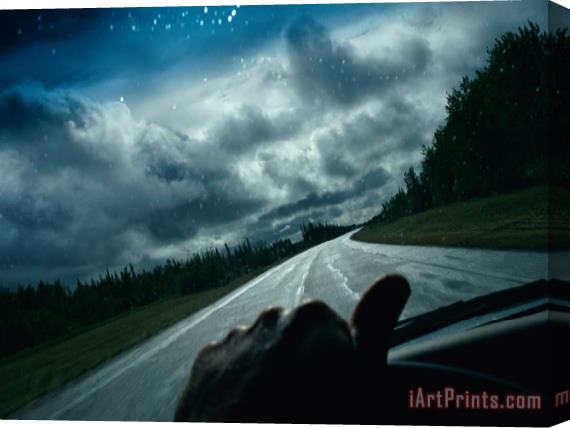 Raymond Gehman View of The Highway From Inside a Car Stretched Canvas Print / Canvas Art
