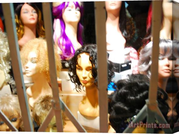 Raymond Gehman Wigs in Store Front Window in San Francisco Stretched Canvas Print / Canvas Art