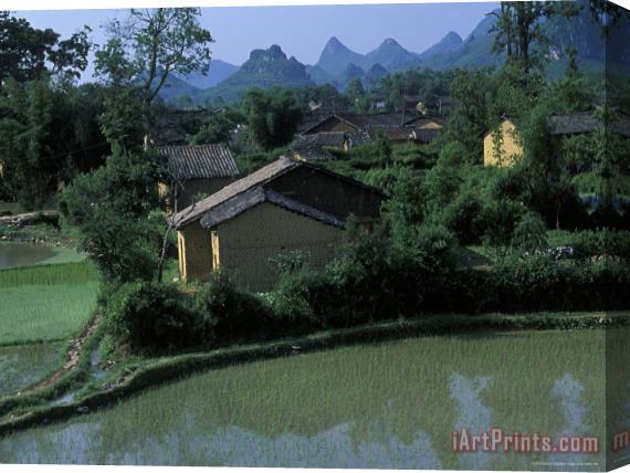 Raymond Gehman Yangdi Valley Farm Fields Guilin Guangxi China Stretched Canvas Print / Canvas Art