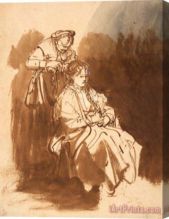 Rembrandt Harmensz van Rijn A Young Woman Having Her Hair Braided, C. 1635 Stretched Canvas Print / Canvas Art