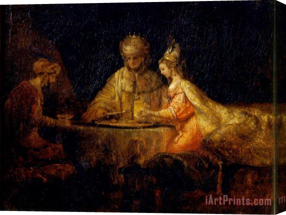 Rembrandt Harmensz van Rijn Ahasuerus, Haman And Esther Stretched Canvas Painting / Canvas Art
