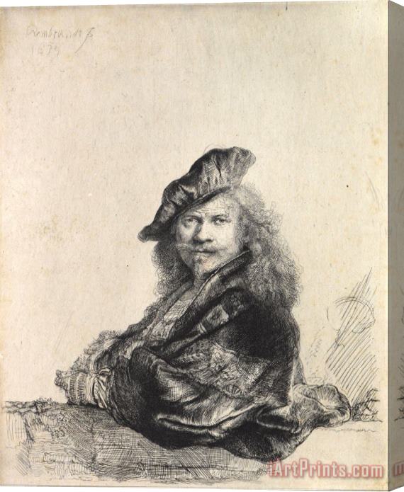 Rembrandt Harmensz van Rijn Self Portrait Leaning on a Stone Sill Stretched Canvas Print / Canvas Art