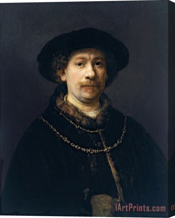 Rembrandt Harmensz van Rijn Self Portrait Wearing a Hat And Two Chains Stretched Canvas Print / Canvas Art