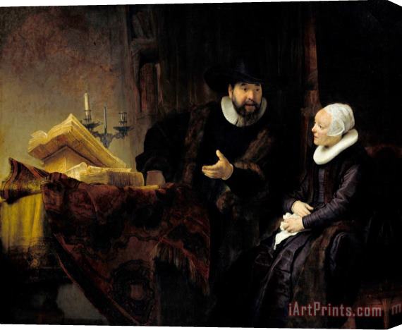 Rembrandt Harmensz van Rijn The Mennonite Preacher Anslo And His Wife Stretched Canvas Painting / Canvas Art