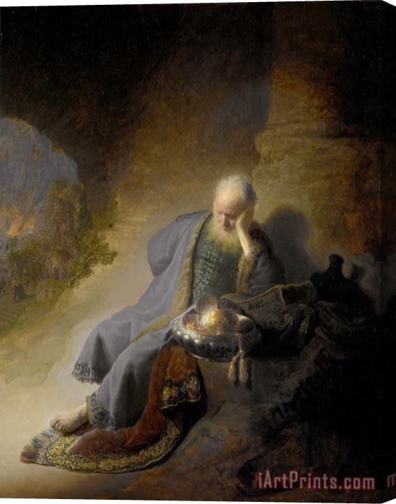 Rembrandt Jeremiah Lamenting The Destruction of Jerusalem Stretched Canvas Painting / Canvas Art