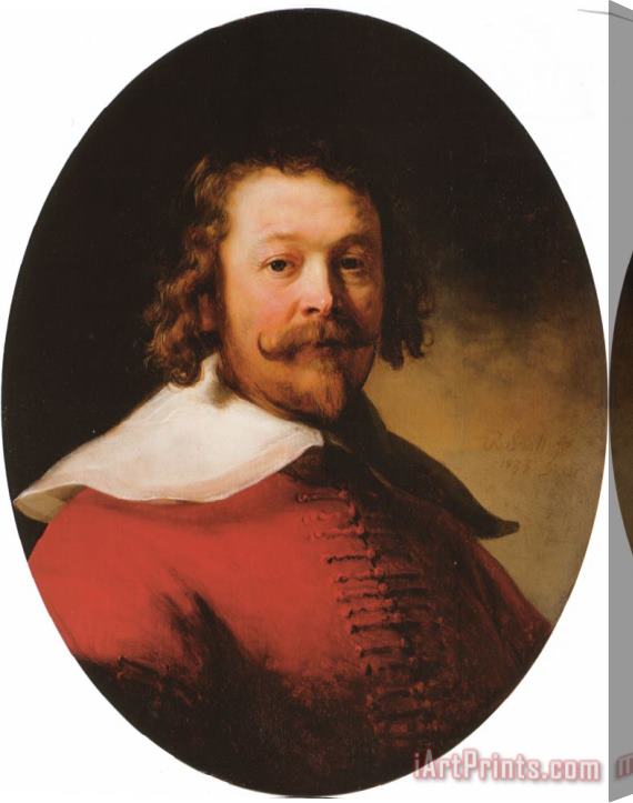 Rembrandt Portrait of a Bearded Man, Bustlength, in a Red Doublet Stretched Canvas Painting / Canvas Art