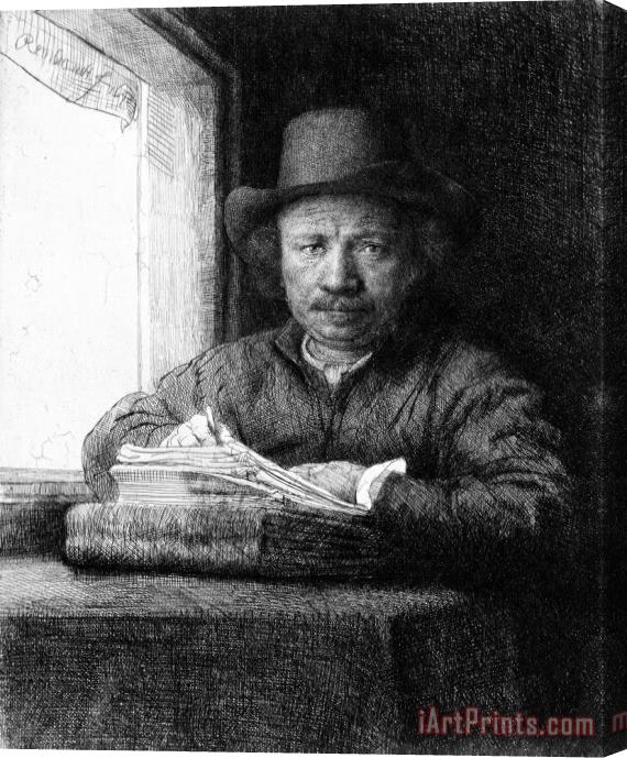 Rembrandt Rembrandt Drawing at a Window Stretched Canvas Painting / Canvas Art