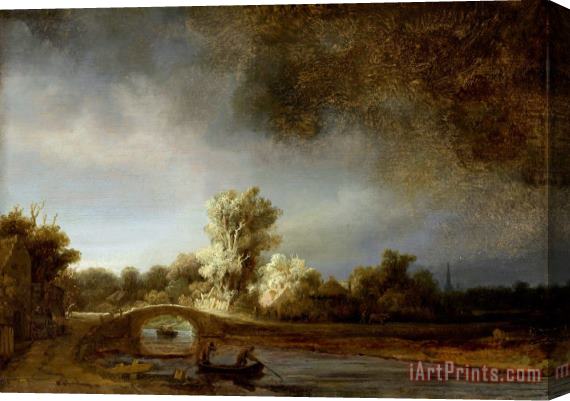 Rembrandt The Stone Bridge Stretched Canvas Painting / Canvas Art