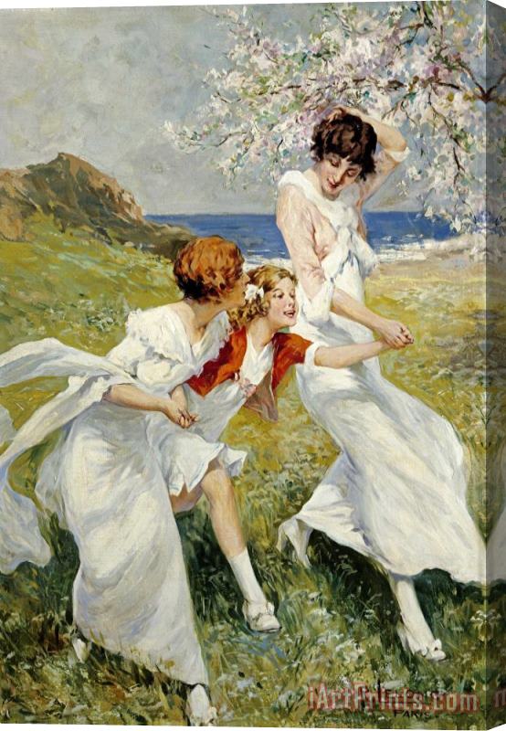 Rene Lelong A Spring Day by The Seashore Stretched Canvas Painting / Canvas Art