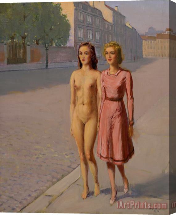 rene magritte Untitled (two Girls Walking Along a Street) Stretched Canvas Print / Canvas Art