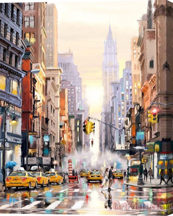 Richard Macneil Sunset on 5th Avenue Stretched Canvas Print / Canvas Art
