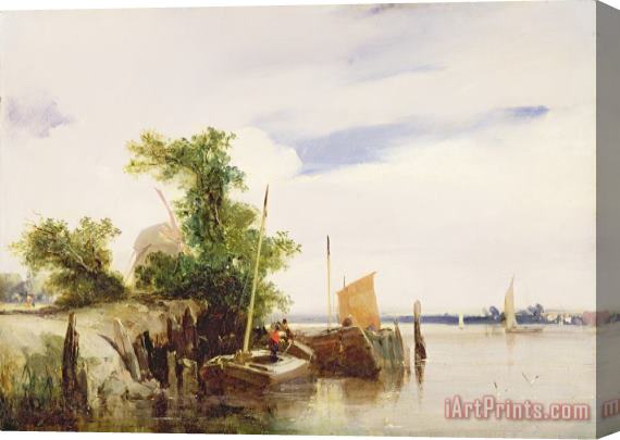 Richard Parkes Bonington Barges on a River Stretched Canvas Print / Canvas Art